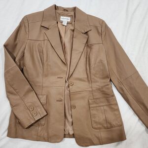 Tan Leather Women's Blazer